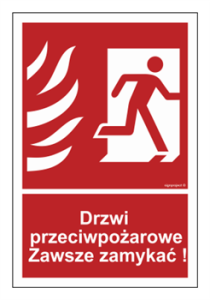 BC054 Drzwi przeciwpożarowe - zawsze zamykać! - prawostronne
