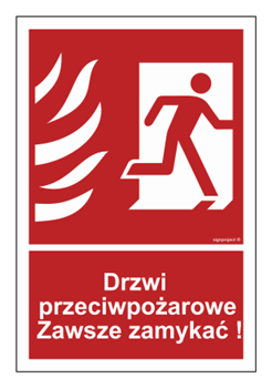 BC054 Drzwi przeciwpożarowe - zawsze zamykać! - prawostronne