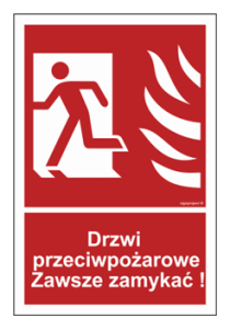 BC055 Drzwi przeciwpożarowe - zawsze zamykać! - lewostronne