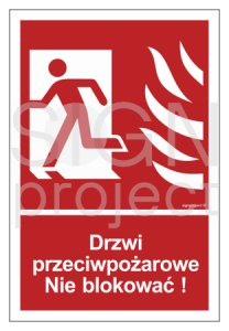 BC057 Drzwi przeciwpożarowe - nie blokować! - lewostronne