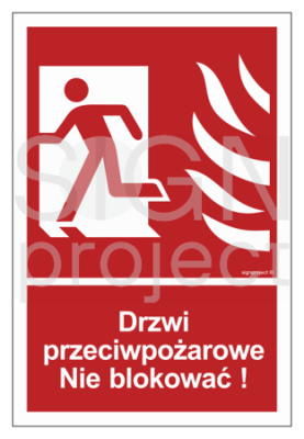 BC057 Drzwi przeciwpożarowe - nie blokować! - lewostronne