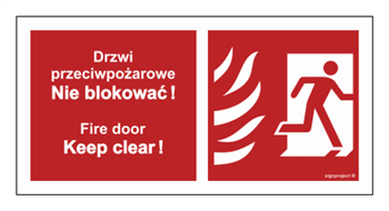 BC049 Drzwi przeciwpożarowe / nie blokować! Fire door / keep clear! prawostronne