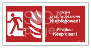 BC050 Drzwi przeciwpożarowe / nie blokować! Fire door / keep clear! lewostronne