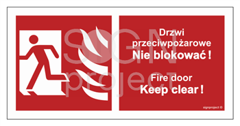 BC050 Drzwi przeciwpożarowe / nie blokować! Fire door / keep clear! lewostronne