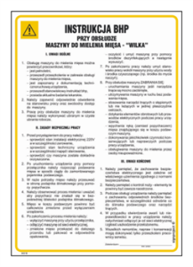 IAG18 lnstrukcja BHP przy obsłudze maszyny do mielenia mięsa - "Wilka"