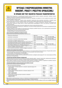 IAH03 Wyciąg z rozporządzenia Ministra Rodziny, Pracy i Polityki Społecznej w sprawie BHP przy ręcznych pracach transportowych
