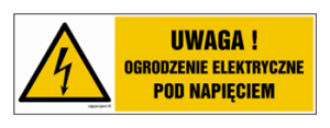 HB019 Uwaga ogrodzenie elektryczne pod napięciem 