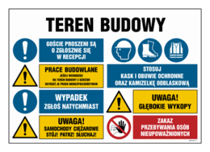OI024 Teren budowy, Goście proszeni są o zgłoszenie się w recepcji, Prace budowlane, jeżeli wchodzisz na
