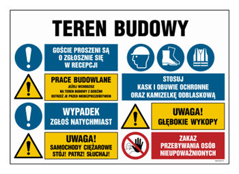 OI024 Teren budowy, Goście proszeni są o zgłoszenie się w recepcji, Prace budowlane, jeżeli wchodzisz na