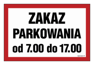 ND051 Zakaz parkowania od 7.00 do 17.00