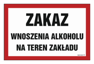 NC012 Zakaz wnoszenia alkoholu na teren zakładu