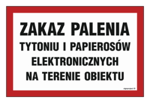 NC086 Zakaz palenia tytoniu i papierosów elektronicznych na terenie obiektu