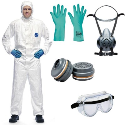 Komplet opryski roślin S, M, L: kombinezon Tyvek 500 Xpert, półmaska ochronna BLS 4000next, filtropochłaniacz BLS 221 A2P3, rękawice Grebe, gogle ochronne