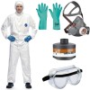 Komplet opryski roślin 3XL 4XL: kombinezon Tyvek 500 Xpert, półmaska 3M HF-303, filtropochłaniacz 3M A2-P3, gogle ochronne, rękawice nitrylowe Grebe