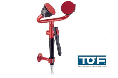 Oczomyjka podwójna na wężu głowice 45° ścienna z uchwytem TOF 1100/42